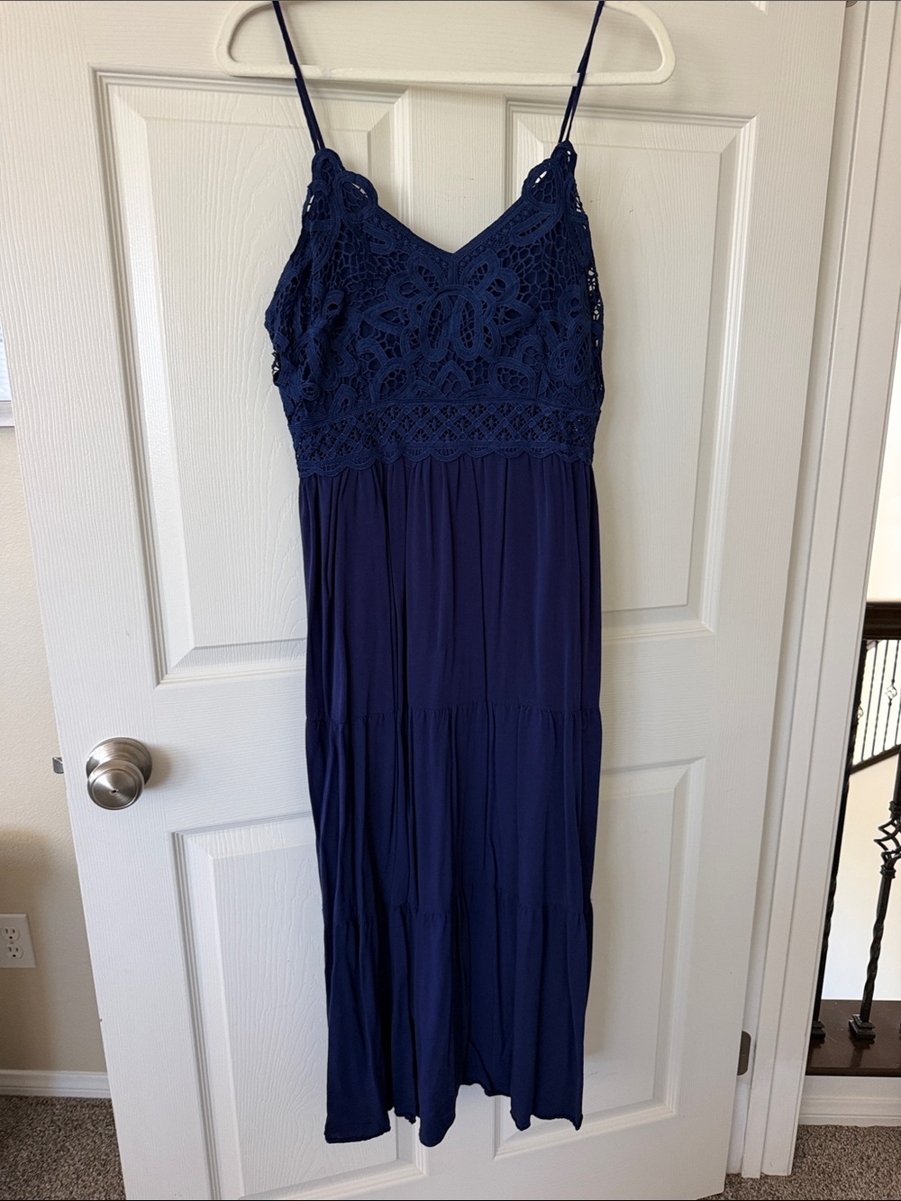 Navy Crochet Bodice Maxi Dress - Women